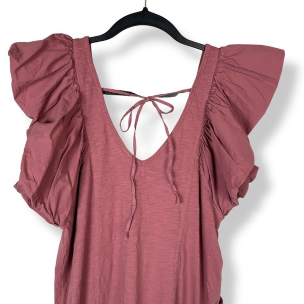 Daily Practice Anthropologie Dress Petite Size XS Womens Pink Ruffle Pockets - Picture 10 of 14